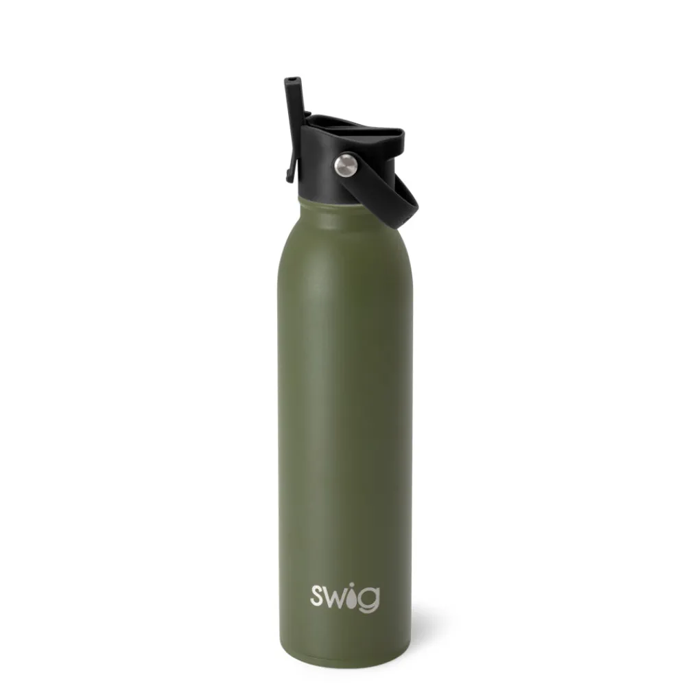Swig Life Water Bottles|Solids^Olive Flip + Sip Water Bottle (20oz) -