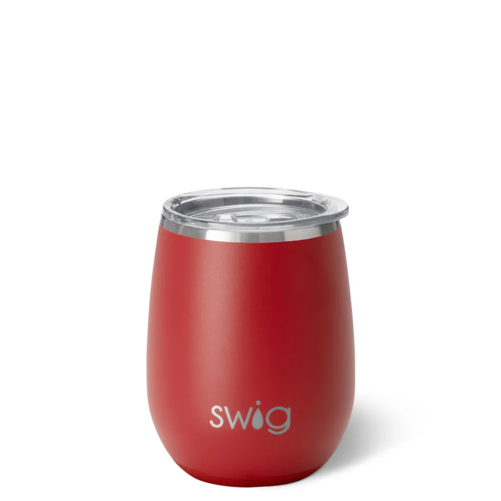 Swig Life Solids|Wine + Cocktails^14oz Matte Crimson Stemless Wine Tumbler -