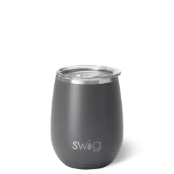 Swig Life Wine + Cocktails|Solids^14oz Matte Grey Insulated Stemless Wine Tumbler -