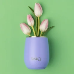 Swig Life Wine + Cocktails|Solids^14oz Matte Hydrangea Insulated Stemless Wine Tumbler |