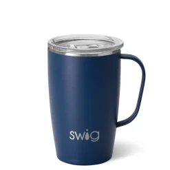 Swig Life Travel Mugs|Solids^18oz Matte Navy Blue Travel Coffee Mug -