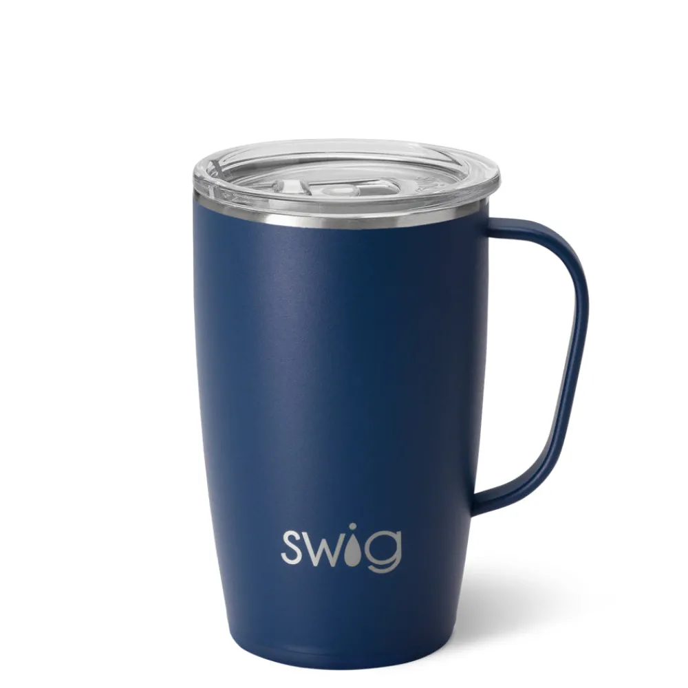 Swig Life Travel Mugs|Solids^18oz Matte Navy Blue Travel Coffee Mug -