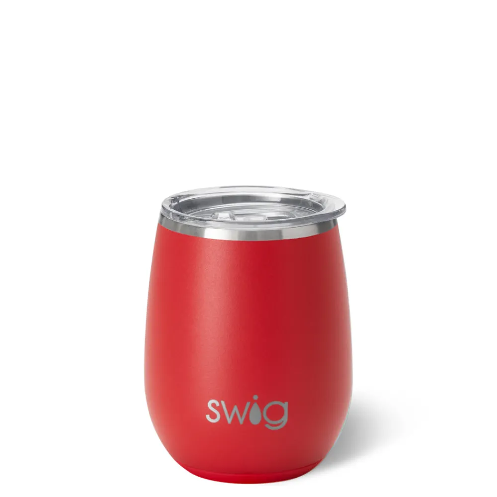 Swig Life Wine + Cocktails|Solids^14oz Matte Red Stainless Steel Stemless Wine Cup -