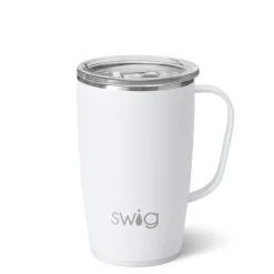 Swig Life Travel Mugs|Solids^18oz Matte White Travel Mug with Handle -