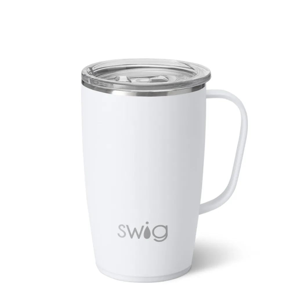 Swig Life Travel Mugs|Solids^18oz Matte White Travel Mug with Handle -
