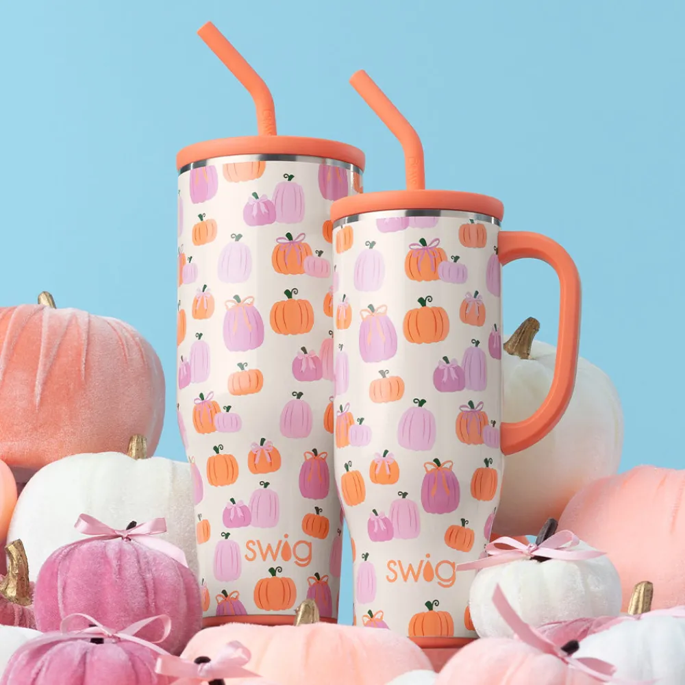 Swig Life Tumblers New Sizes!|Travel Mugs^Pumpkins and Bows Mega Mug 40oz
