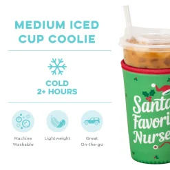 Swig Life Drink Coolies New Sizes!|Santa's Favorite Nurse^Santa's Favorite Nurse Medium Iced Cup Coolie