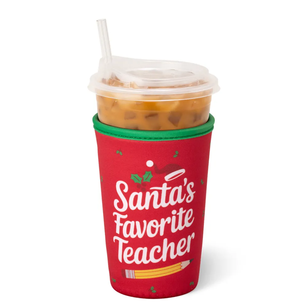 Swig Life Drink Coolies New Sizes!|Santa's Favorite Teacher^Santa's Favorite Teacher Medium Iced Cup Coolie