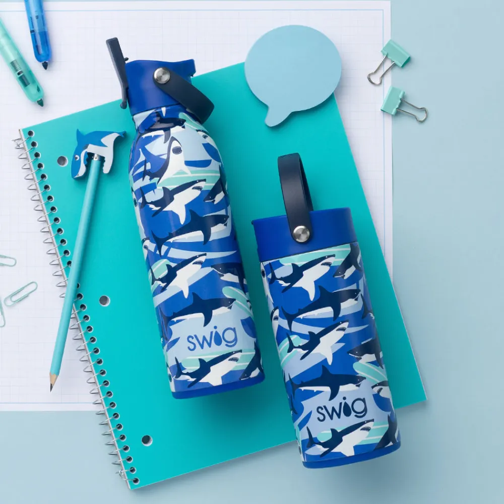 Swig Life Tumblers New Sizes!|Water Bottles^Shark Fin 12oz Flip + Sip Slim Tumbler -