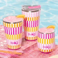 Swig Life Wine + Cocktails|Sherbet Stripe^Sherbet Stripe Stemless Wine 12oz