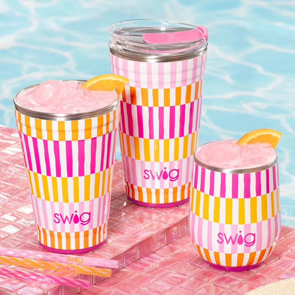 Swig Life Wine + Cocktails|Sherbet Stripe^Sherbet Stripe Stemless Wine 12oz