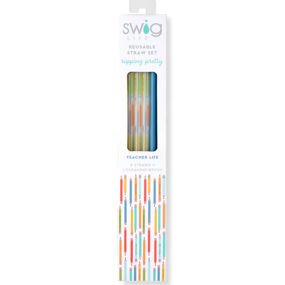 Swig Life Lids, Straws + More|Teacher Life Best Seller!^Teacher Life + Blue Reusable Straw Set