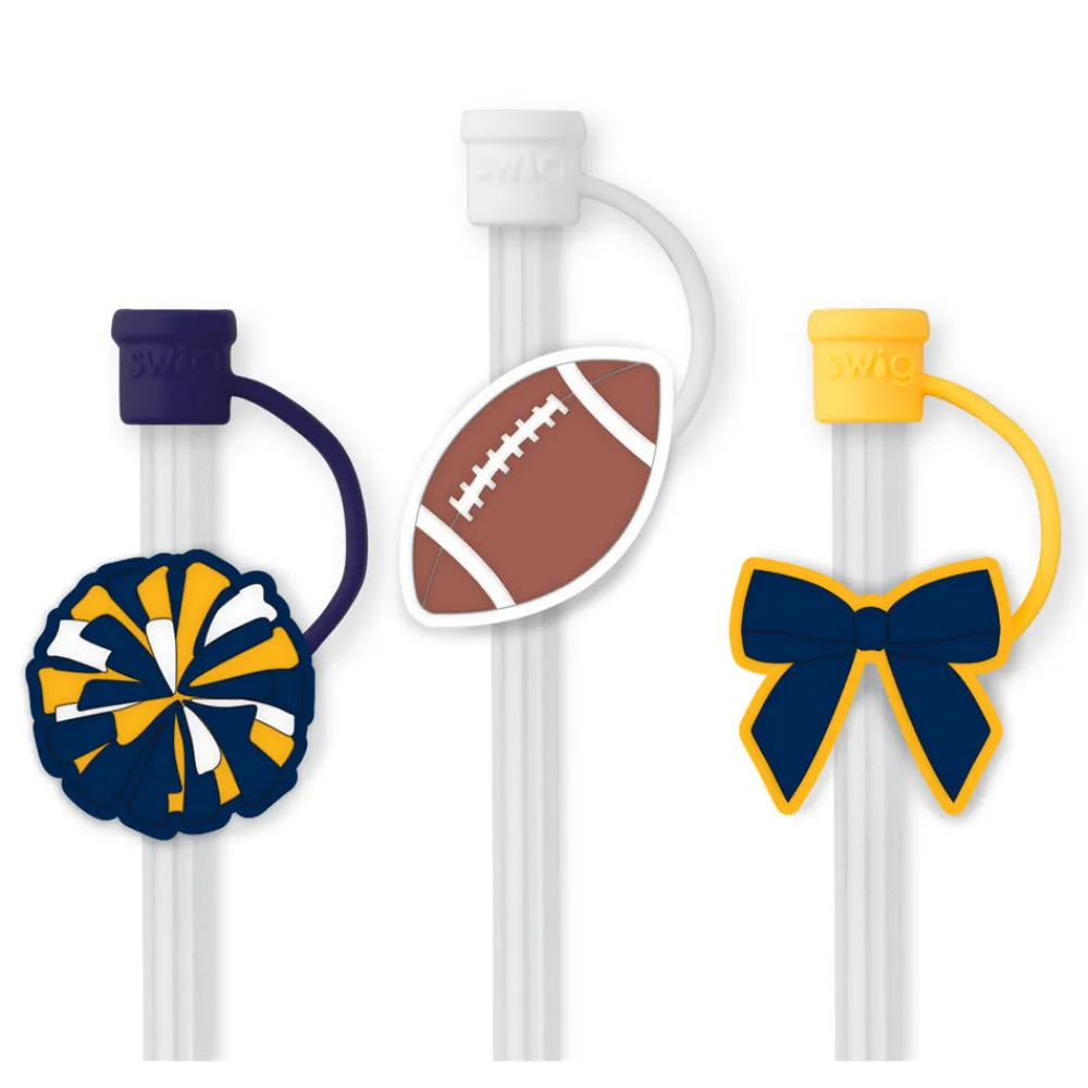 Swig Life Lids, Straws + More|We'Ve Got Spirit^We've Got Spirit Navy + Yellow Straw Topper Set