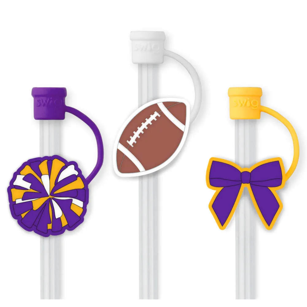 Swig Life Lids, Straws + More|We'Ve Got Spirit^We've Got Spirit Purple + Yellow Straw Topper Set