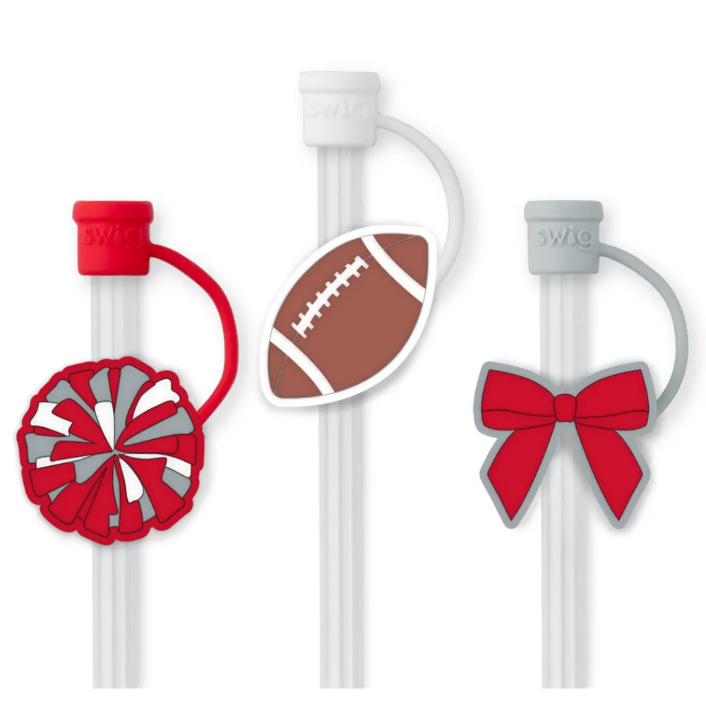 Swig Life Lids, Straws + More|We'Ve Got Spirit^We've Got Spirit Red + Grey Straw Topper Set
